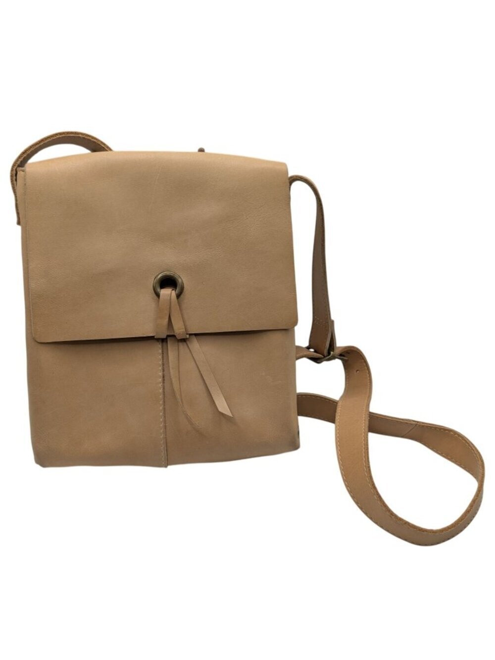 Hobo International Leather Tan Crossbody Bag With Grommet Detailing & Adjustable